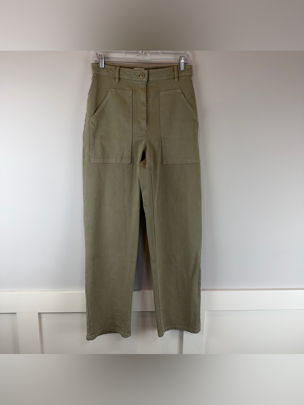 Wilfred Free Aritzia Sage Green Pockets Modern Utility Straight Pants Size 8